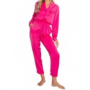 NEW BIBI brenna long sleeve jumpsuit in pink
